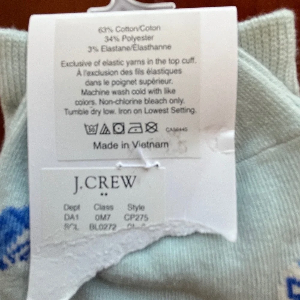 NEW! JCrew Trouser Socks Mint Green Blue Nautical Anchor Floral Print One Size